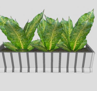 白色小花箱花盆SU模型下载_sketchup草图大师SKP模型