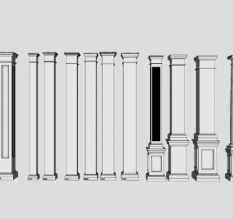 白色罗马柱SU模型下载_sketchup草图大师SKP模型