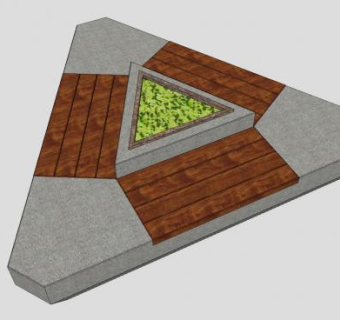 三角形花坛景观座椅SU模型下载_sketchup草图大师SKP模型