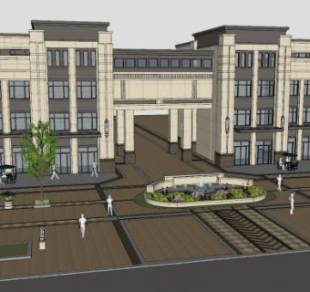 欧式商业街街道SU模型下载_sketchup草图大师SKP模型