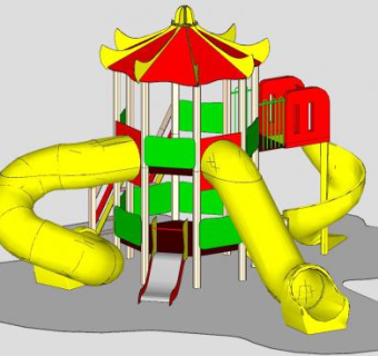 简易儿童游乐设施滑梯SU模型下载_sketchup草图大师SKP模型