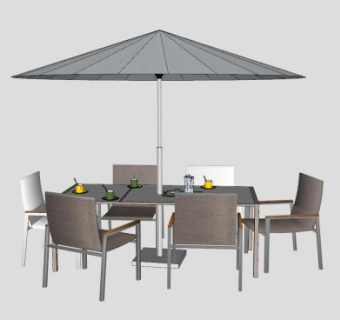 户外休息座椅遮阳伞SU模型下载_sketchup草图大师SKP模型