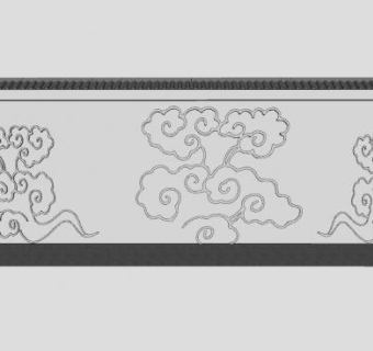中式祥云景墙围墙SU模型下载_sketchup草图大师SKP模型