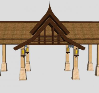 泰式风格亭子SU模型下载_sketchup草图大师SKP模型