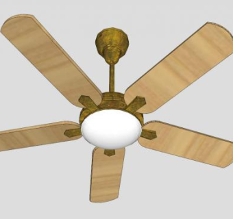 木质简约吊扇灯SU模型下载_sketchup草图大师SKP模型