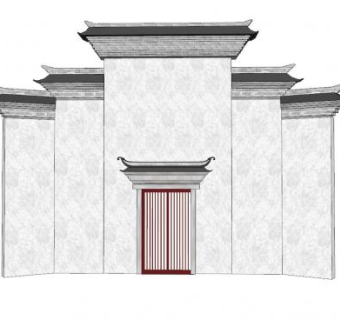 中式建筑马头墙SU模型下载_sketchup草图大师SKP模型