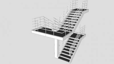 剪刀护栏楼梯SU模型下载_sketchup草图大师SKP模型