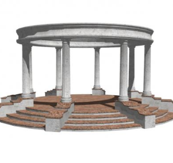 古罗马圆亭子SU模型下载_sketchup草图大师SKP模型