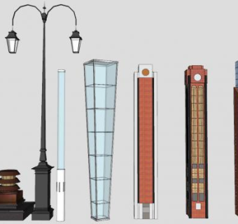 现代观赏景观灯路灯SU模型下载_sketchup草图大师SKP模型