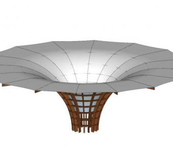 圆形膜结构雕塑小品SU模型下载_sketchup草图大师SKP模型