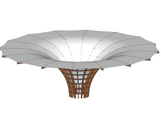 圆形膜结构雕塑小品SU模型下载_sketchup草图大师SKP模型