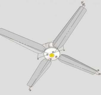 白色老式电风扇吊扇SU模型下载_sketchup草图大师SKP模型