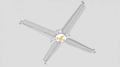 白色老式电风扇吊扇SU模型下载_sketchup草图大师SKP模型