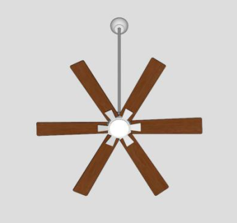 木质复古电风扇吊扇SU模型下载_sketchup草图大师SKP模型