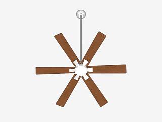 木质复古电风扇吊扇SU模型下载_sketchup草图大师SKP模型