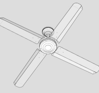 白色塑料电风扇吊扇SU模型下载_sketchup草图大师SKP模型