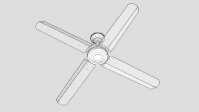 白色塑料电风扇吊扇SU模型下载_sketchup草图大师SKP模型