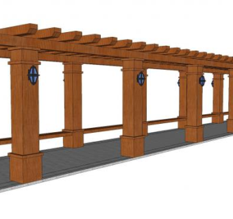 景观广场长廊廊架SU模型下载_sketchup草图大师SKP模型