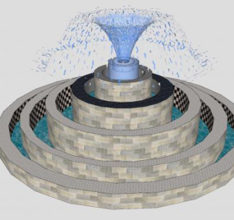 简易人工流水喷泉SU模型下载_sketchup草图大师SKP模型