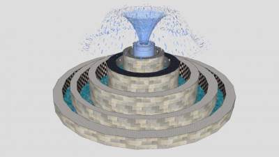 简易人工流水喷泉SU模型下载_sketchup草图大师SKP模型