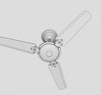 白色小装饰吊扇SU模型下载_sketchup草图大师SKP模型