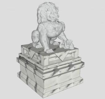 石雕狮子雕塑SU模型下载_sketchup草图大师SKP模型