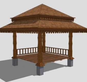 泰式亭子凉亭SU模型下载_sketchup草图大师SKP模型