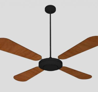 原木老式吊扇电风扇SU模型下载_sketchup草图大师SKP模型