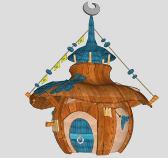 景观卡通木屋SU模型下载_sketchup草图大师SKP模型