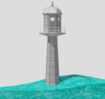 欧式瞭望塔灯塔水塔SU模型下载_sketchup草图大师SKP模型
