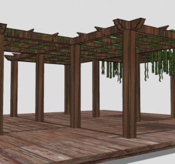 防腐木花架藤架SU模型下载_sketchup草图大师SKP模型