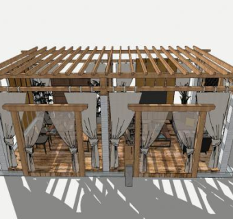 木质花亭亭子SU模型下载_sketchup草图大师SKP模型