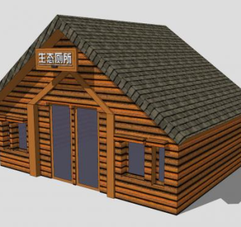 木制生态公共厕所SU模型下载_sketchup草图大师SKP模型