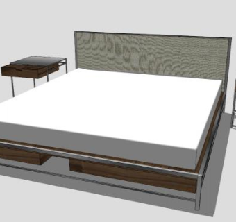 北欧简约床SU模型下载_sketchup草图大师SKP模型