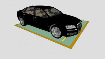 地下停车位上的奥迪车SU模型下载_sketchup草图大师SKP模型