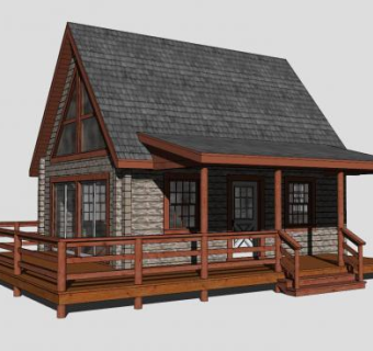 木屋别墅房屋SU模型下载_sketchup草图大师SKP模型