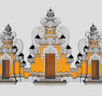 泰国佛教大门SU模型下载_sketchup草图大师SKP模型