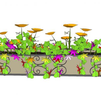 欧式铁艺花箱SU模型下载_sketchup草图大师SKP模型