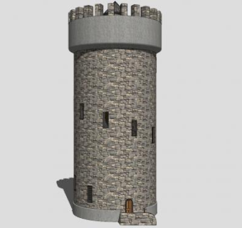 高塔炮楼塔楼SU模型下载_sketchup草图大师SKP模型