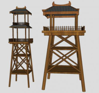 日本倭寇瞭望台哨塔SU模型下载_sketchup草图大师SKP模型