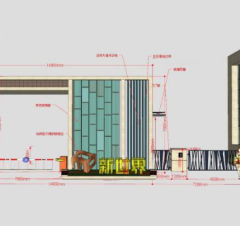 现代小区入口大门带闸机SU模型下载_sketchup草图大师SKP模型