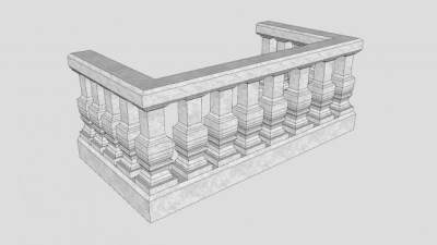 水泥柱阳台护栏SU模型下载_sketchup草图大师SKP模型