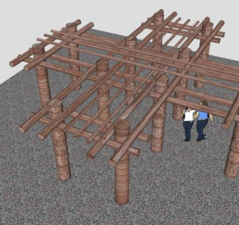 竹凉棚花架SU模型下载_sketchup草图大师SKP模型
