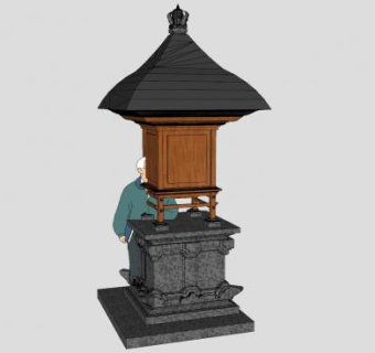 日式庭院灯小品SU模型下载_sketchup草图大师SKP模型