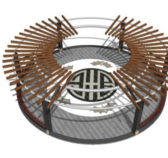 圆形廊架景观SU模型下载_sketchup草图大师SKP模型