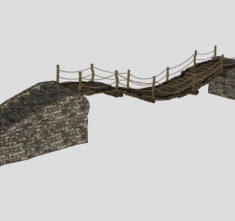 古老的木吊桥SU模型下载_sketchup草图大师SKP模型