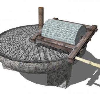 农家石磨SU模型下载_sketchup草图大师SKP模型