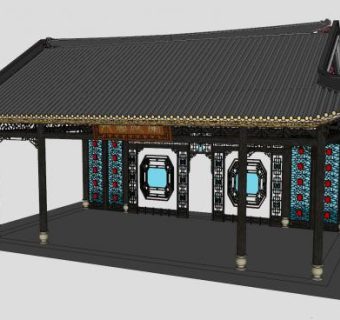 岭南风格的亭子SU模型下载_sketchup草图大师SKP模型