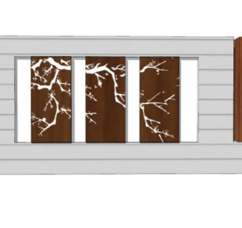 新中式景墙景观SU模型下载_sketchup草图大师SKP模型