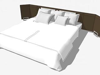 现代北欧风情白色床SU模型下载_sketchup草图大师SKP模型